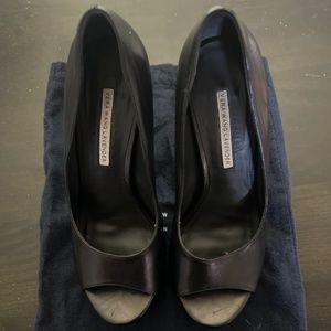 Vera Wang Lavender leather peep toe pumps